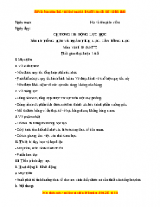 Giáo án Bài 13 Vật lí 10 Kết nối tri thức (2024): Tổng lực và phân tích lực. Cân bằng lực