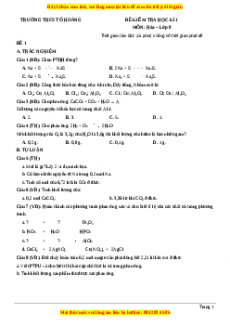 Đề thi học kì 1 Hóa lớp 8 năm 2023 trường THCS Tô Hoàng