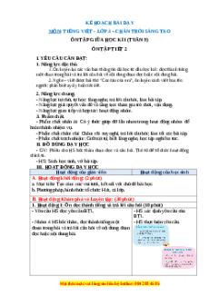 Giáo án Ôn tập giữa kì I (Tiết 2) Tiếng việt 3 Chân trời sáng tạo