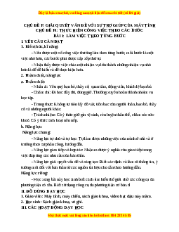 Giáo án Tin học 3 Cánh diều Bài 1: Làm việc theo từng bước