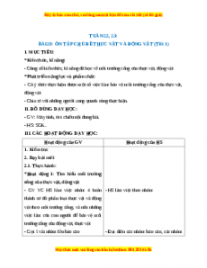 Giáo án Ôn tập chủ đề Động vật và thực vật Tự nhiên xã hội 2 Kết nối tri thức
