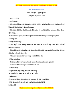 Giáo án Tin học 10 Bài 3 (Cánh diều): Số hóa văn bản