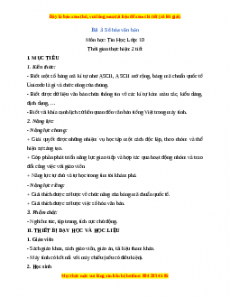 Giáo án Tin học 10 Bài 3 (Cánh diều): Số hóa văn bản