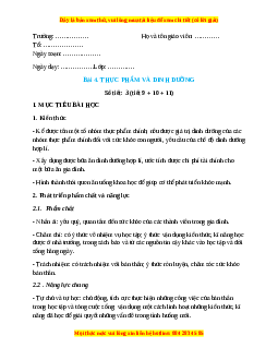 Giáo án Công nghệ 6 Bài 4 (Chân trời sáng tạo): Thực phẩm và dinh dưỡng