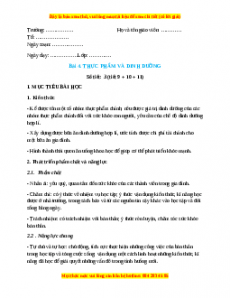 Giáo án Công nghệ 6 Bài 4 (Chân trời sáng tạo): Thực phẩm và dinh dưỡng