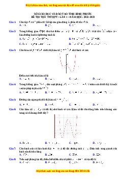 Đề thi thử Toán Sở Bình Phước lần 1 năm 2023