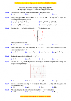 Đề thi thử Toán Sở Bình Phước lần 1 năm 2023