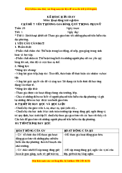 Giáo án HĐTN 3 Tuần 26 Chân trời sáng tạo: Yêu thương gia đình, quý trọng phụ nữ