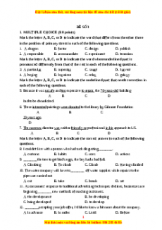 Đề thi trắc nghiệm Tiếng anh 10 năm 2022 - 2023 (Đề 3)