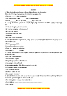 Học kỳ 2: Phần 2 Một số đề kiểm tra học kỳ 2 - Mục A- Đề số 8-Giáo viên Mai Lan Hương đầy đủ đáp án