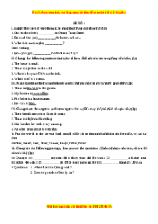 Học kỳ 1: Phần 2 Một số đề kiểm tra học kỳ 1 - Mục A- Đề số 1-Giáo viên Mai Lan Hương đầy đủ đáp án