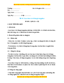 Giáo án Công nghệ 6 Bài 10 (Cánh diều): Lựa chọn và sử dụng trang phục