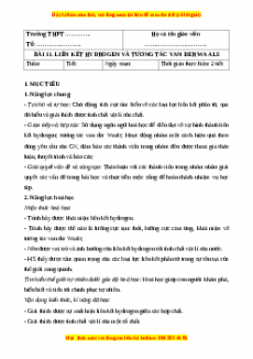 Giáo án Bài 11: Liên kết hydrogen và tương tác van der Waals Hóa học 10 Chân trời sáng tạo