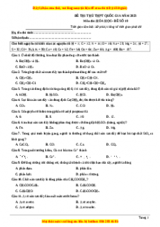Đề thi THPT Quốc Gia Hóa năm 2023 Bookgol - Đề 10