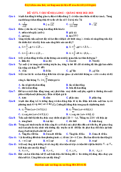 Đề thi thử Vật lí trường Chuyên Hạ long - Quảng Ninh năm 2023