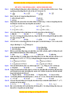 Đề thi thử Vật lí trường Chuyên Hạ long - Quảng Ninh năm 2023