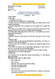 Giáo án HĐTN 7 Chân trời sáng tạo Chủ đề 8: Tìm hiểu các nghề ở địa phương