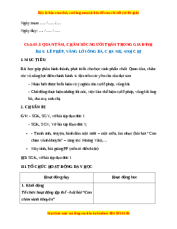 Giáo án Bài 6 Đạo đức 1 Kết nối tri thức: Lễ phép, vâng lời ông bà, cha mẹ, anh chị