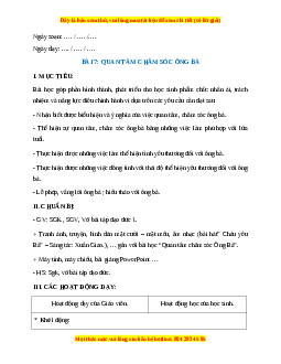 Giáo án Bài 7 Đạo đức 1 Kết nối tri thức: Quan tâm, chăm sóc ông bà