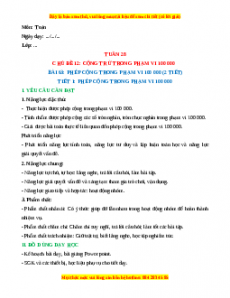 Giáo án Toán 3 Kết nối tri thức Tuần 28: Phép cộng trong phạm vi 100 000