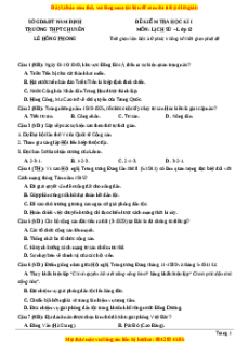 Đề thi cuối kì 1 Lịch sử 12 năm 2023 Trường THPT Chuyên Lê Hồng Phong - Nam Định