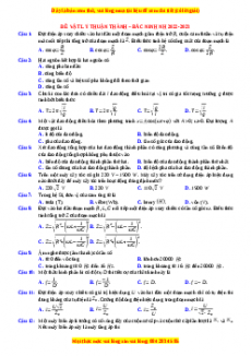Đề thi thử Vật lí trường Thuận Thành - Bắc Ninh năm 2023