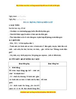 Giáo án Bài 29 Đạo đức 1 Kết nối tri thức: Phòng tránh điện giật