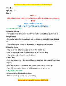 Giáo án Toán 3 Kết nối tri thức Tuần 24: Luyện tập