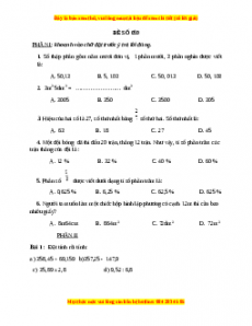 Bộ đề thi Toán 5 học kì 2 năm 2022 - 2023 - Đề 59