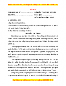 Đề thi cuối kì 2 Tiếng Việt lớp 5 năm 2023 (Đề 21)