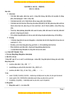 Bộ chuyên đề đầy đủ môn Hóa học 11 năm 2023 - Chương 8: Ancol - Phenol