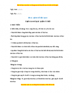 Giáo án Hàm số bậc 2 Toán 10 Chân trời sáng tạo