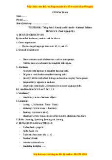 Giáo án Review 4 Tiếng anh 3 family and friends