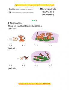 Phiếu bài tập cuối tuần Toán lớp 1 Tuần 1 Kết nối tri thức