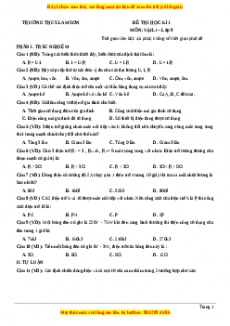 Đề thi học kì 1 Vật lí 9 năm 2023 trường THCS Lam Sơn