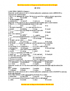 Đề thi trắc nghiệm Tiếng anh 10 năm 2022 - 2023 (Đề 23)