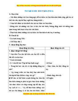 Giáo án Đạo đức 1 Chân trời sáng tạo Tự chăm sóc bản thân