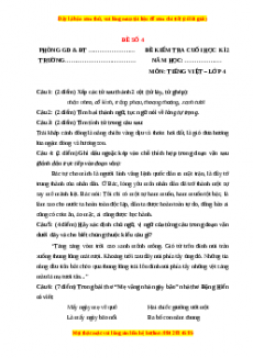 Đề thi cuối kì 2 Tiếng Việt lớp 4 (Đề 4)