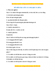 Đề thi giữa kì 2 Sinh học 10 Cánh diều (Đề 4)