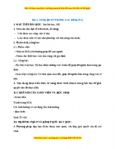 Giáo án TNXH 1 Chân trời sáng tạo Sinh hoạt trong gia đình