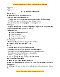 Giáo án Bài 38 KHTN 6 Kết nối tri thức (2024): Đa dạng sinh học