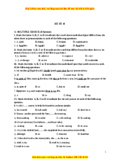 Đề thi trắc nghiệm Tiếng anh 10 năm 2022 - 2023 (Đề 18)