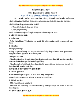 Giáo án HĐTN 3 Tuần 16 Chân trời sáng tạo: Tự hào truyền thống quê em
