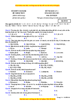 Đề thi thử Hóa học Sở Nam Định năm 2023