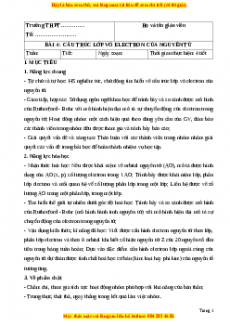 Giáo án Bài 4: Cấu trúc lớp vỏ nguyên tử electron Hóa học 10 Chân trời sáng tạo