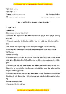 Giáo án Bài 13: Phản ứng oxy hóa - khử Hóa học 10 Cánh diều