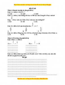 Đề thi Toán lớp 4 cuối kì 2 (Đề 35)