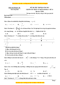Đề thi thử THPT Quốc Gia môn Toán có đáp án (đề 12 ) - thầy Trần Công Diệu
