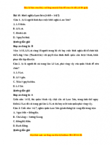 Trắc nghiệm Bài 19: Khởi nghĩa Lam Sơn (1418-1427)