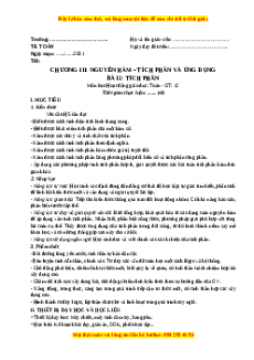 Giáo án Toán 12 học kì II Giải tích Bài 2: Tích phân